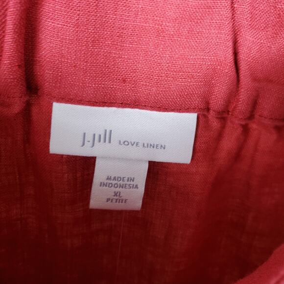NEW J Jill 100% Linen Button Front Midi Dress XL Petite Cape Cod Red Sleeveless - Picture 8 of 13